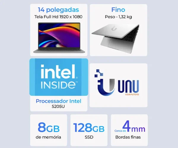 3 EZBOOK S7 XT 128GB Notebook UNU Ezbook S7 XT Tela 14" 8Gb Ram 128Gb Intel 5205U