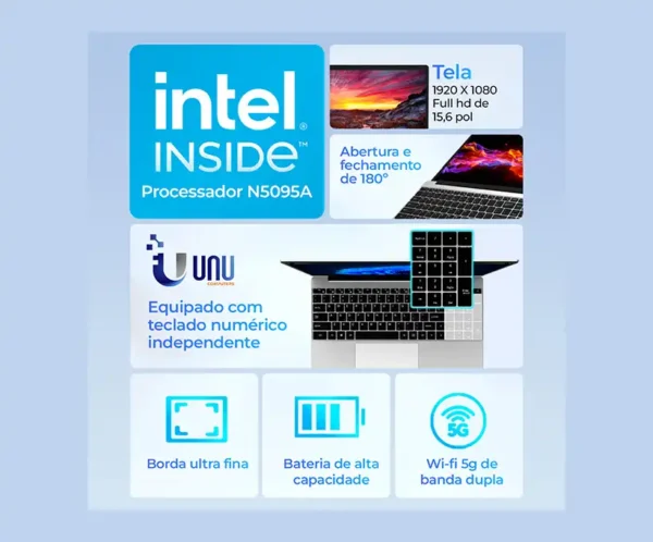 4 EZBOOK S7 Notebook UNU EZBook S7 Tela 15.6" RAM 16Gb SSD 256Gb Processador Intel N95