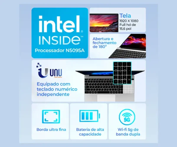 4 EZBOOK S7 Notebook UNU EZBook S7 Tela 15.6" RAM 12Gb SSD 512Gb Processador Intel N5095