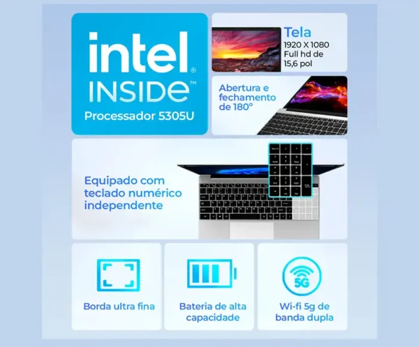 Notebook UNU EZBook S7 15.6" RAM 12Gb SSD 256Gb Intel N5095A