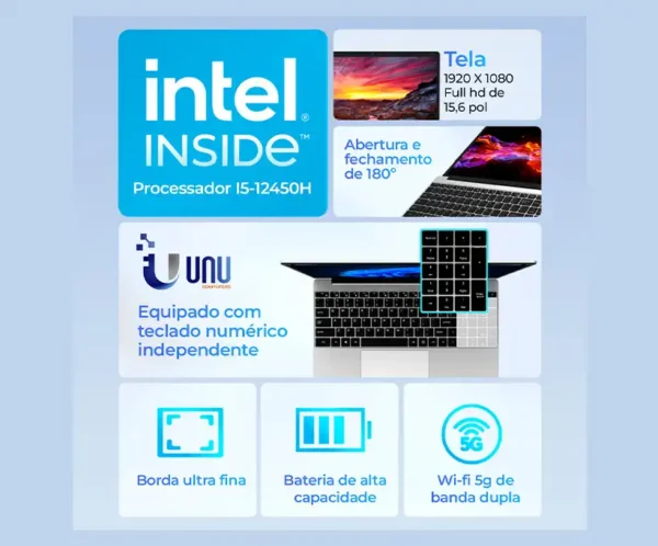 4 EZBOOK X8 Notebook UNU EZBook S7 Tela 15.6" RAM 16Gb SSD 512Gb Processador Intel N95